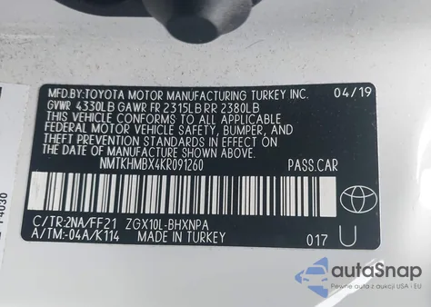 2019 Toyota C-Hr Xle from USA, damaged, VIN NMTKHMBX4KR091260